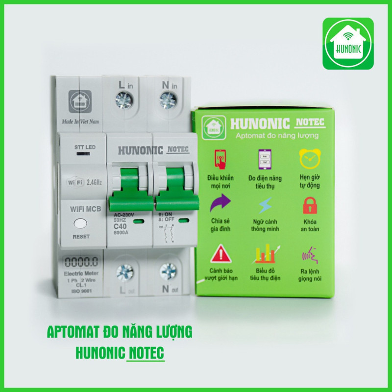 Aptomat Thông Minh Đo Năng Lượng Hunonic Notec